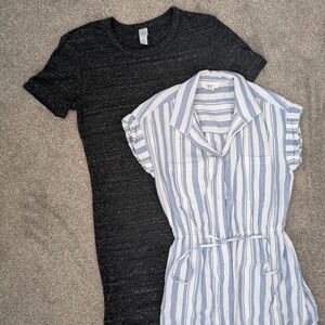 Dress Bundle: Blue and White Striped & Heather Grey